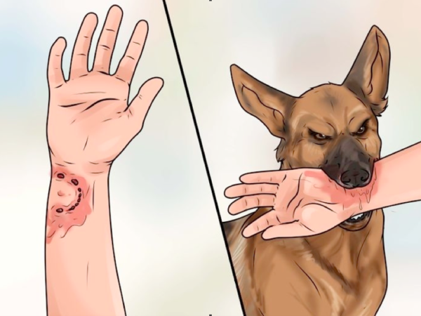 Chó cắn vào tay người